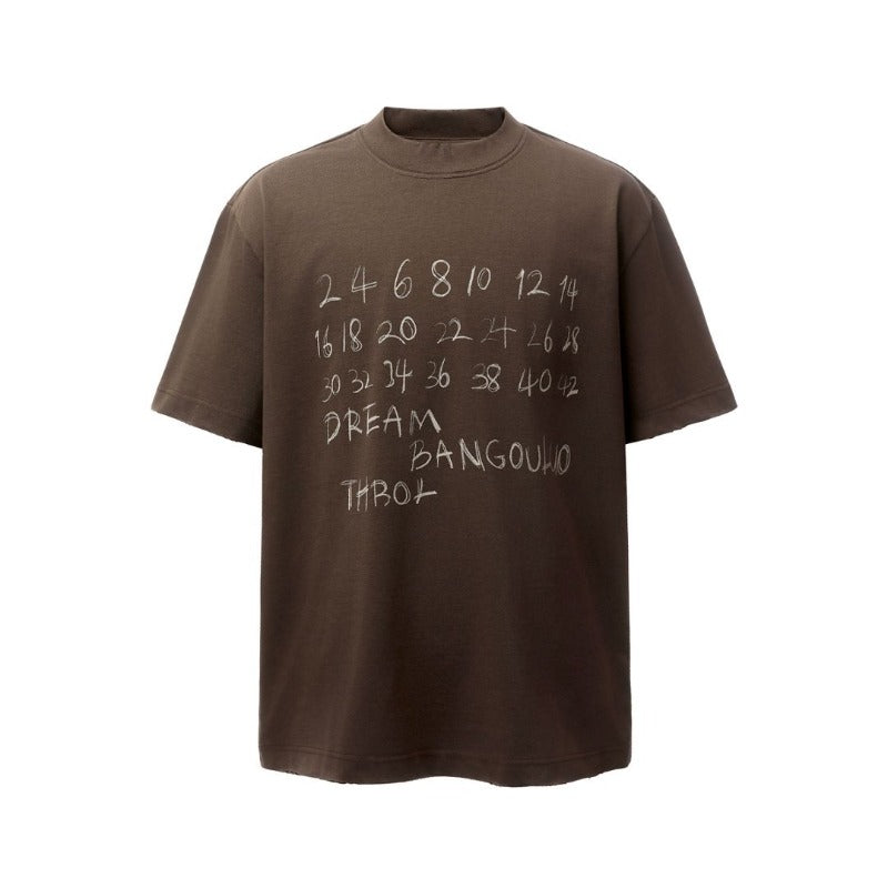 Men's t-shirts: american retro heavyweight double yarn letter print crew neck design, men's high street loose fit short sleeve tee