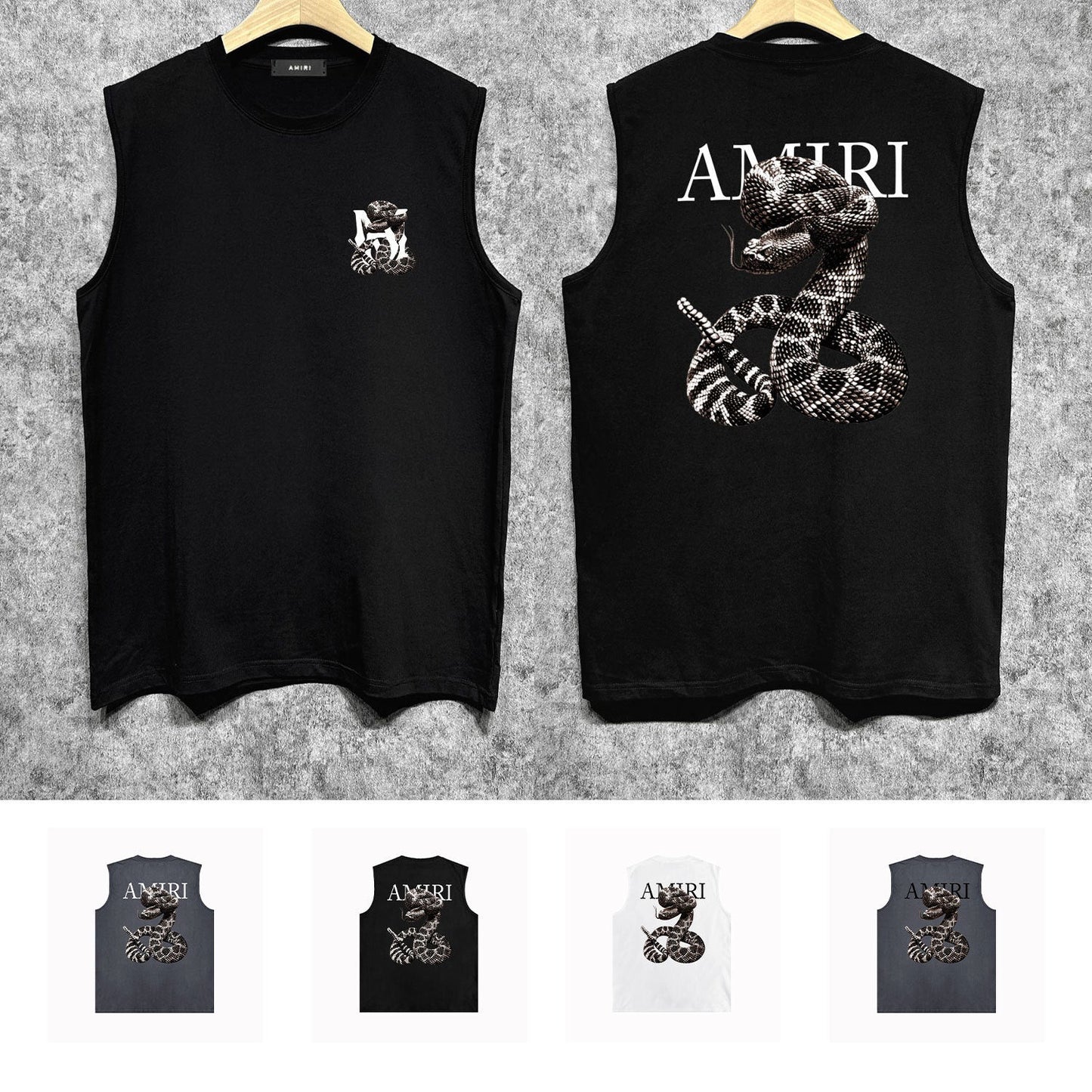 Amiri tank top giant snake letter print
