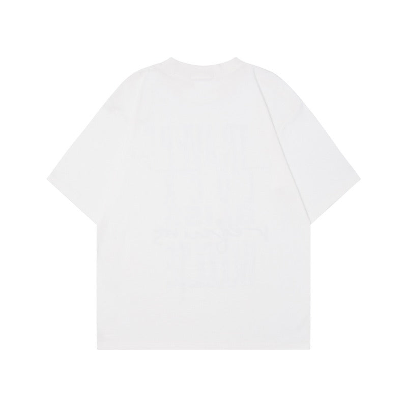 Men's wt american summer unisex streetwear premium retro character design loose fit crew neck short sleeve t-shirt