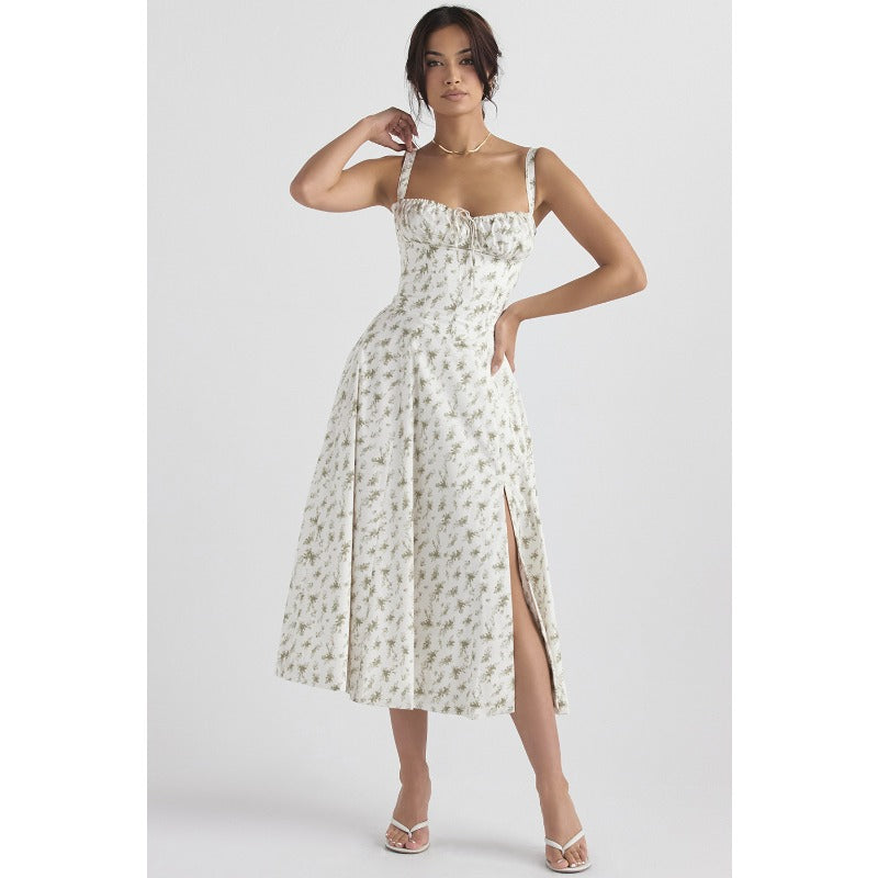 Women's dress: amazon bestseller - summer chic, elegant, high-end, spaghetti strap, soft & feminine style - french-inspired dress for women