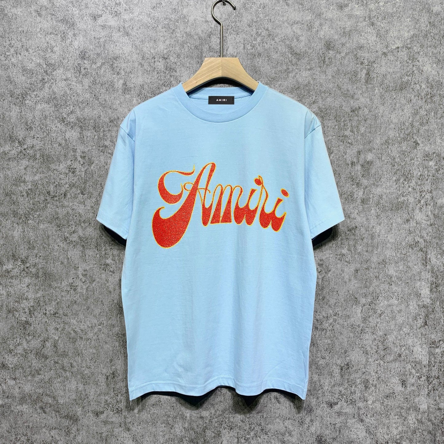 Amiri t shirts flame gold letterprinting short sleeves