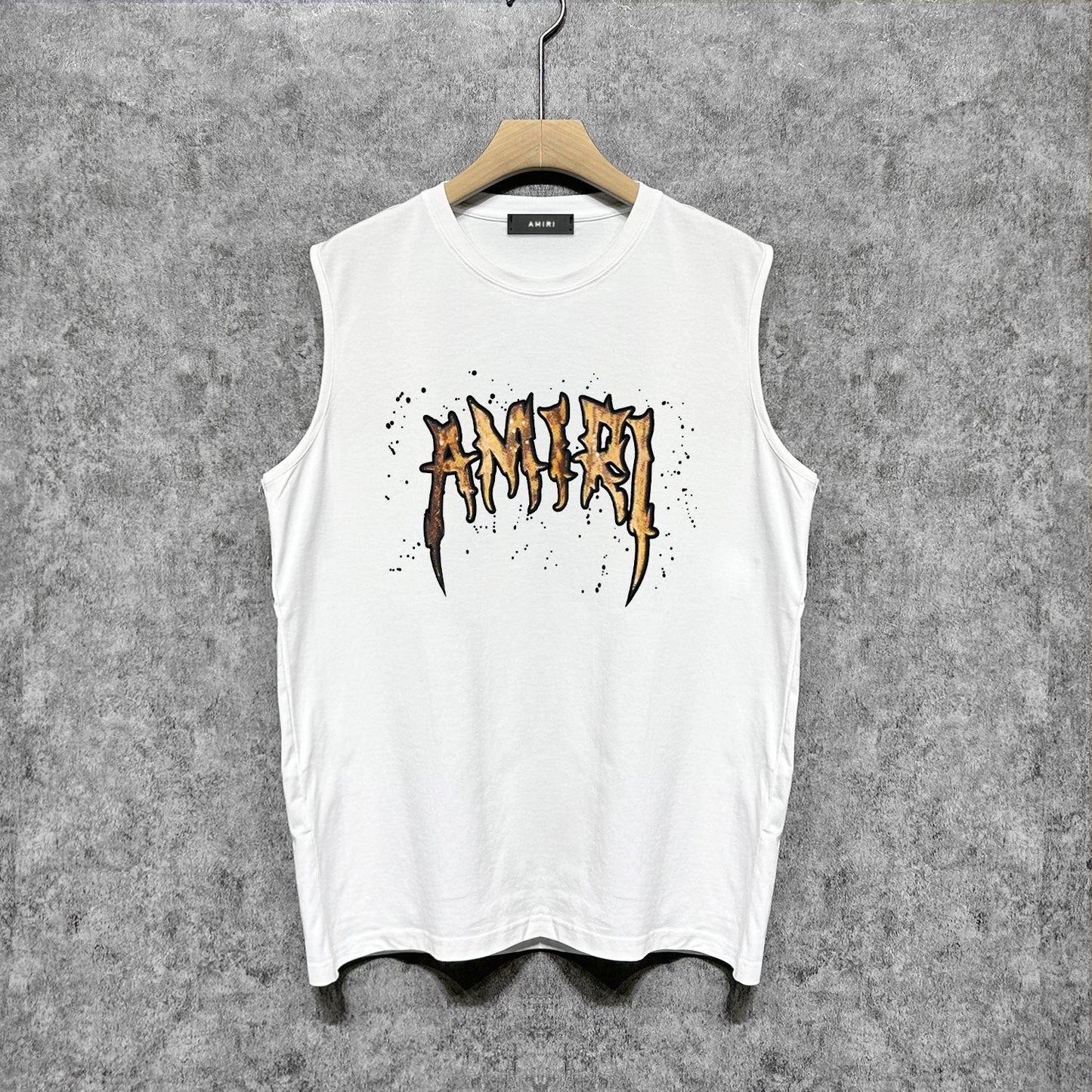 Amiri tank top splashed paint skeleton printing