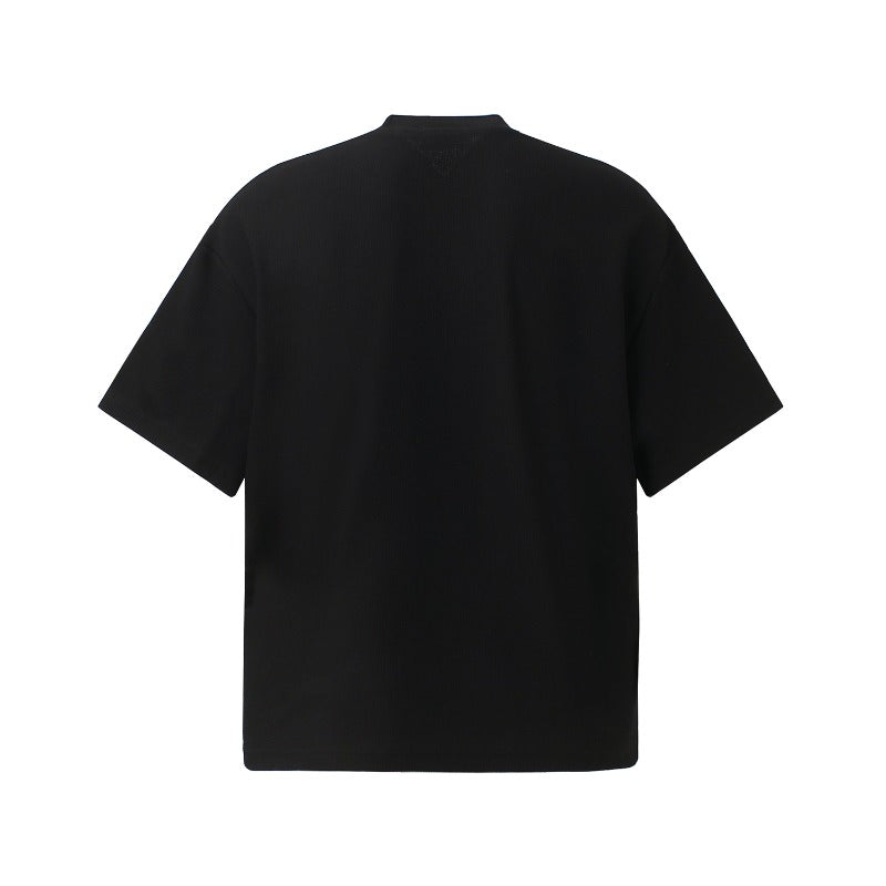 Men t shirts t american retrocouple street trendy waffle grids fabric cat design high street men's loose small round neck t-shirt