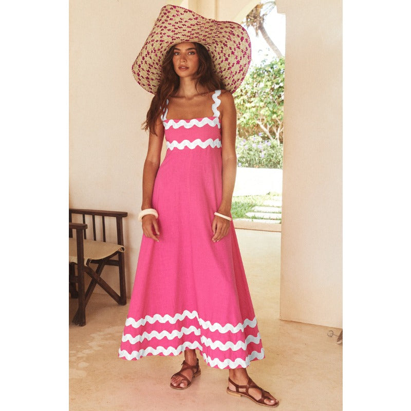 Women's dress - cross-border amazon - european & american fashion - high-end spring/summer - spaghetti strap maxi dress - printed long dress - women's