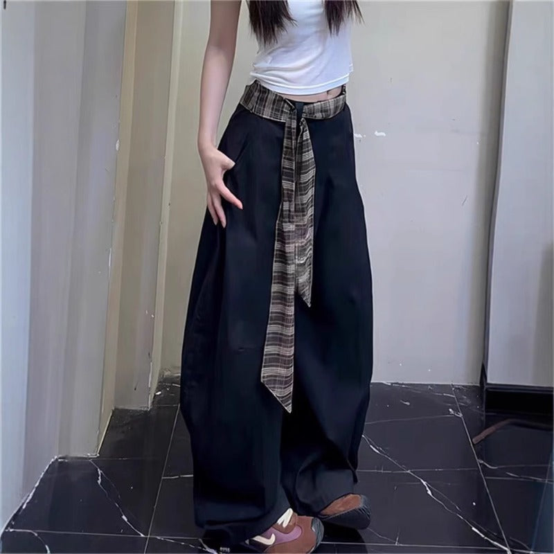 Women casual pants summer loose high waist thin