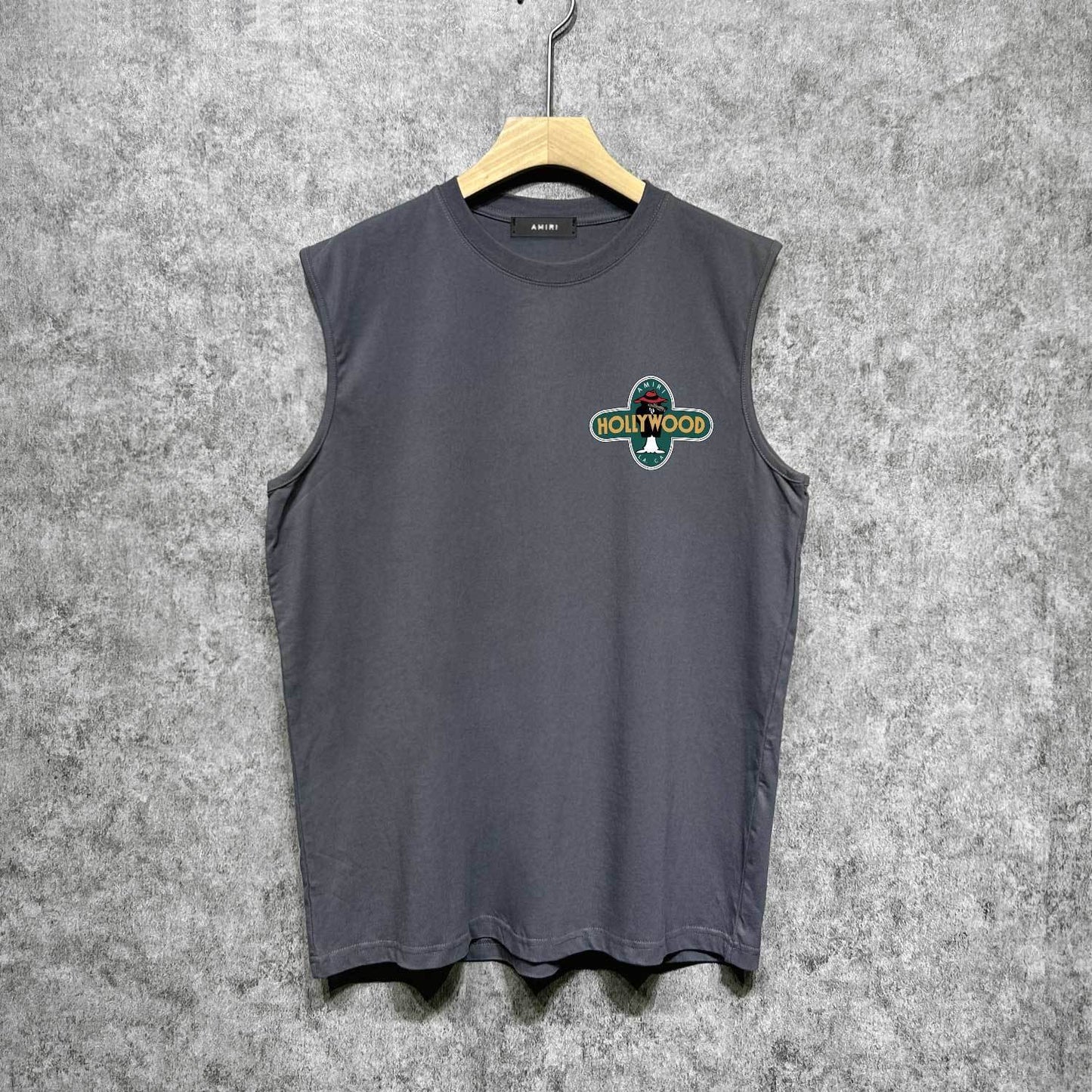 Amiri tank top gray wolf cross print