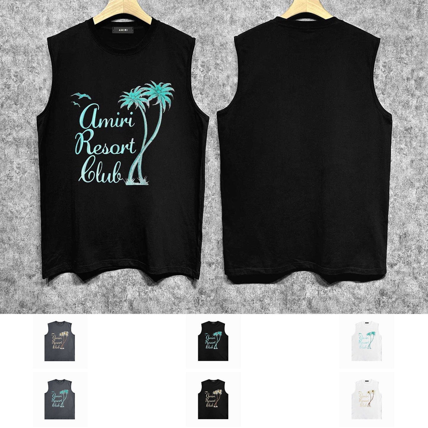 Amiri tank top coconut tree bird printing