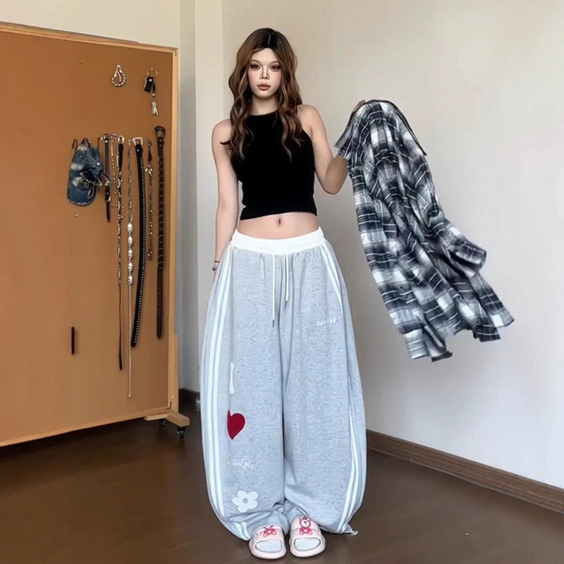 Women casual pants women's alphabet love stitching sweatpants