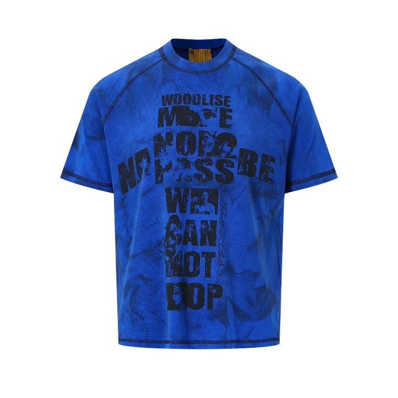 Men's t-shirts: wt american street style, unisex, premium summer spray-paint letter design, slightly loose fit, short-sleeve tee