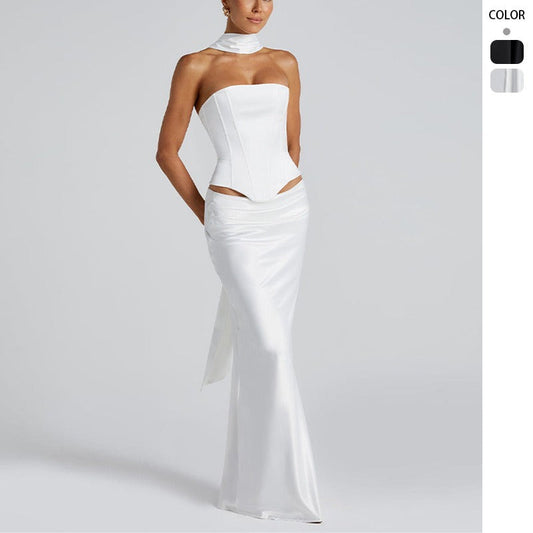 Women's dress - european & american style, amazon cross-border e-commerce, elegant & chic fashionable tie-strap dress for women