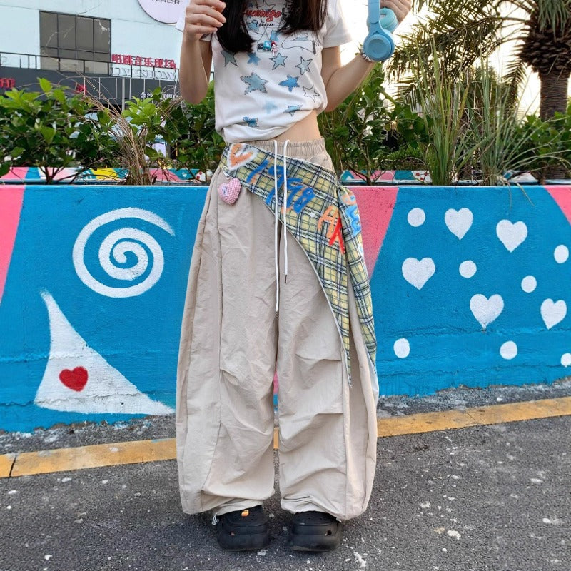 Women casual pants retro summer loosehigh waist