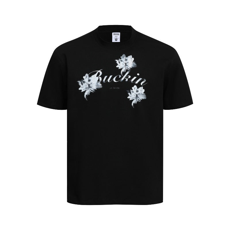 Men's t-shirts: american high street retro streetwear couple's style d floral design men's crew neck slim fit short sleeve t-shirt
