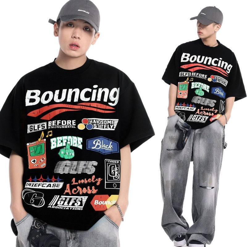 Men's t-shirts: american street style, summer, unisex, retro, fun graphic, high-end design, men's loose fit short sleeve t-shirt