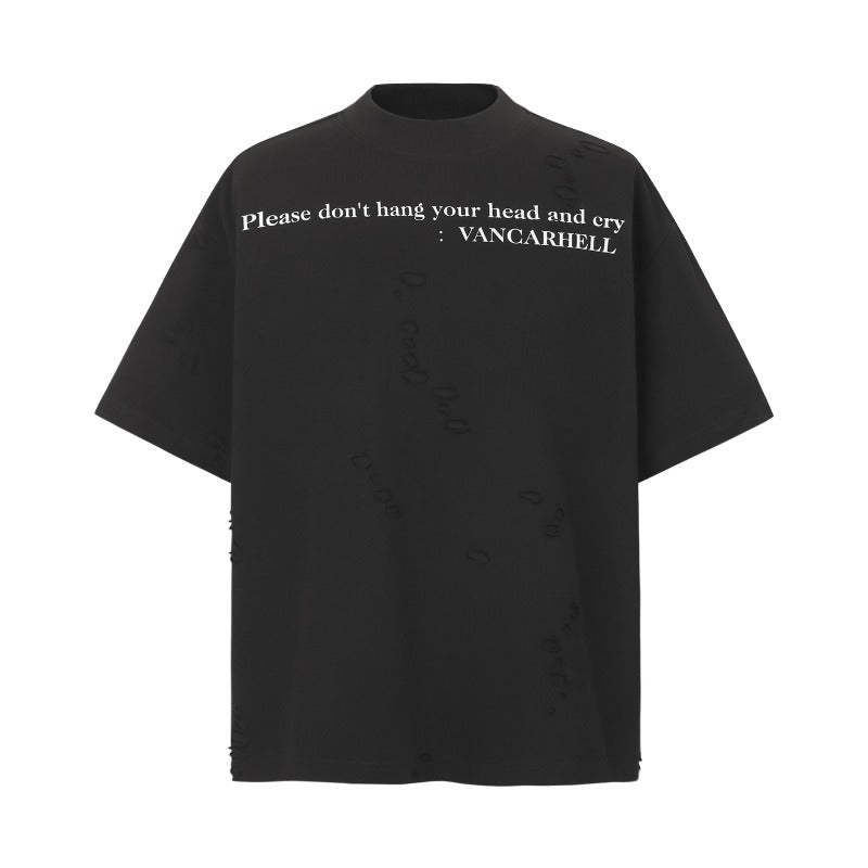 Men's t-shirts: american streetwear summer letter design, relaxed fit, distressed premium quality, unisex short sleeve tee