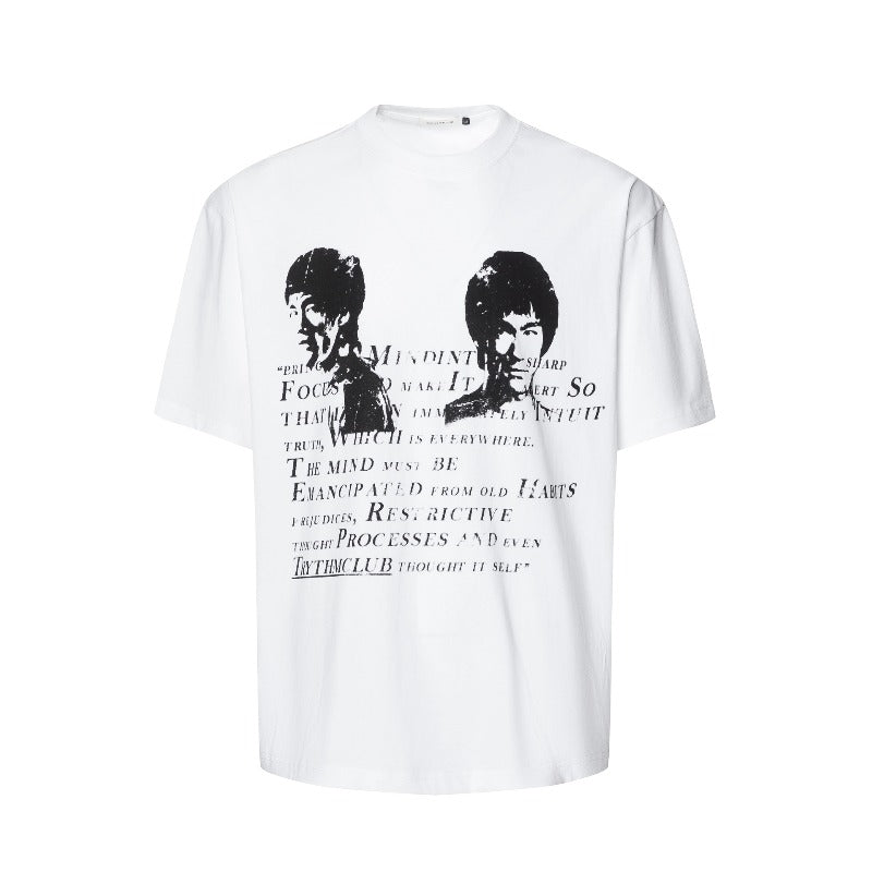 Men's t-shirts: american streetwear summer retro bruce lee premium slim-collar design men's loose-fit short-sleeve t-shirt