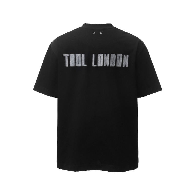 Men's t-shirts: american retro heavyweight double yarn letter print crew neck design, men's high street loose fit short sleeve tee