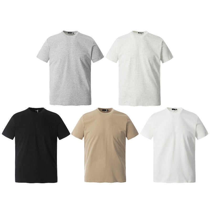 Men's t-shirts: american streetwear summer solid color deconstructed high-end small collar design loose fit short sleeve tee