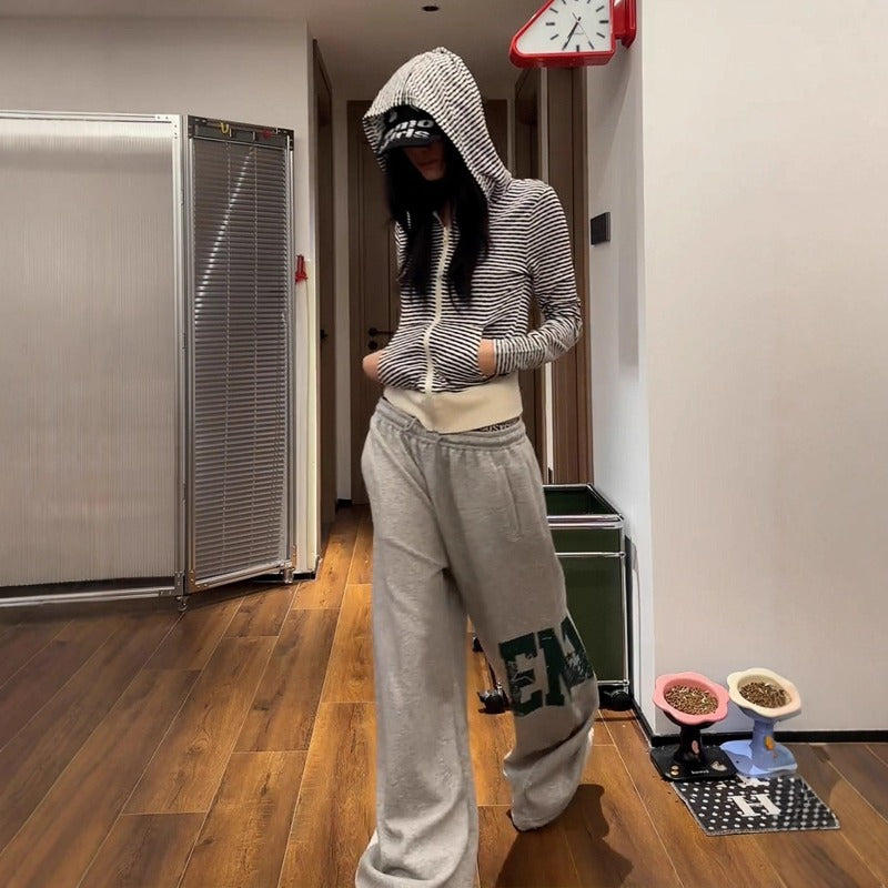 Womens casual pants side print drawstring womens loose