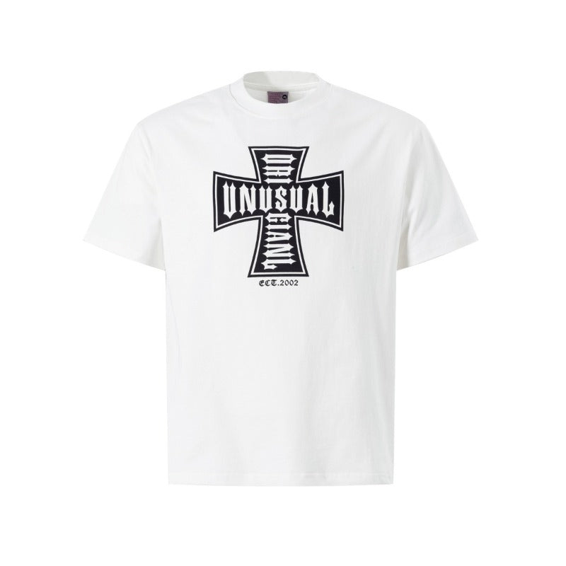 Men's t-shirts: american streetwear summer trendy retro cross design premium slim-fit short sleeve tee