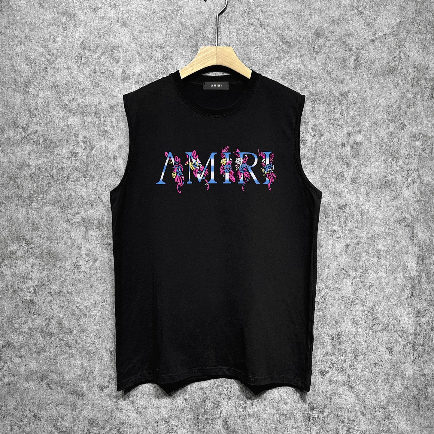 Amiri tank top pink flower letterprinting