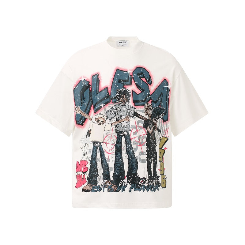 Men's t-shirts: american streetwear summer subculture unisex high-end cartoon print design men's loose fit short sleeve t-shirt