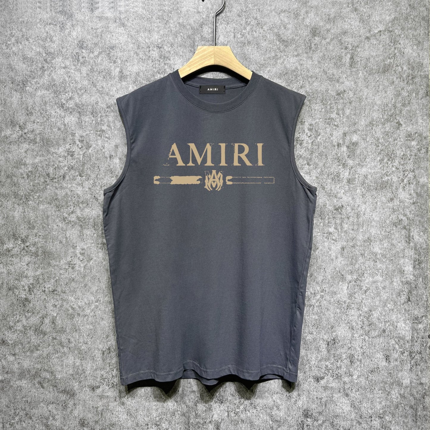 Amiri tank top with damaged letter horizontal stripesprinting
