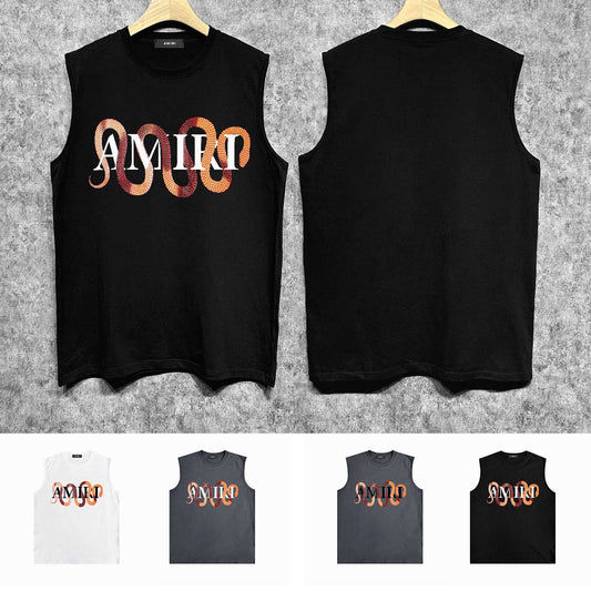 Amiri tank top gold snake print