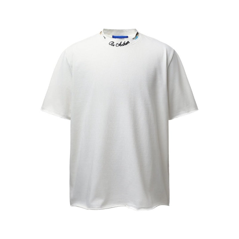 Men's t-shirts: american retro heavyweight double yarn high-quality deconstructed embroidery design ripped loose fit short sleeve t-shirt