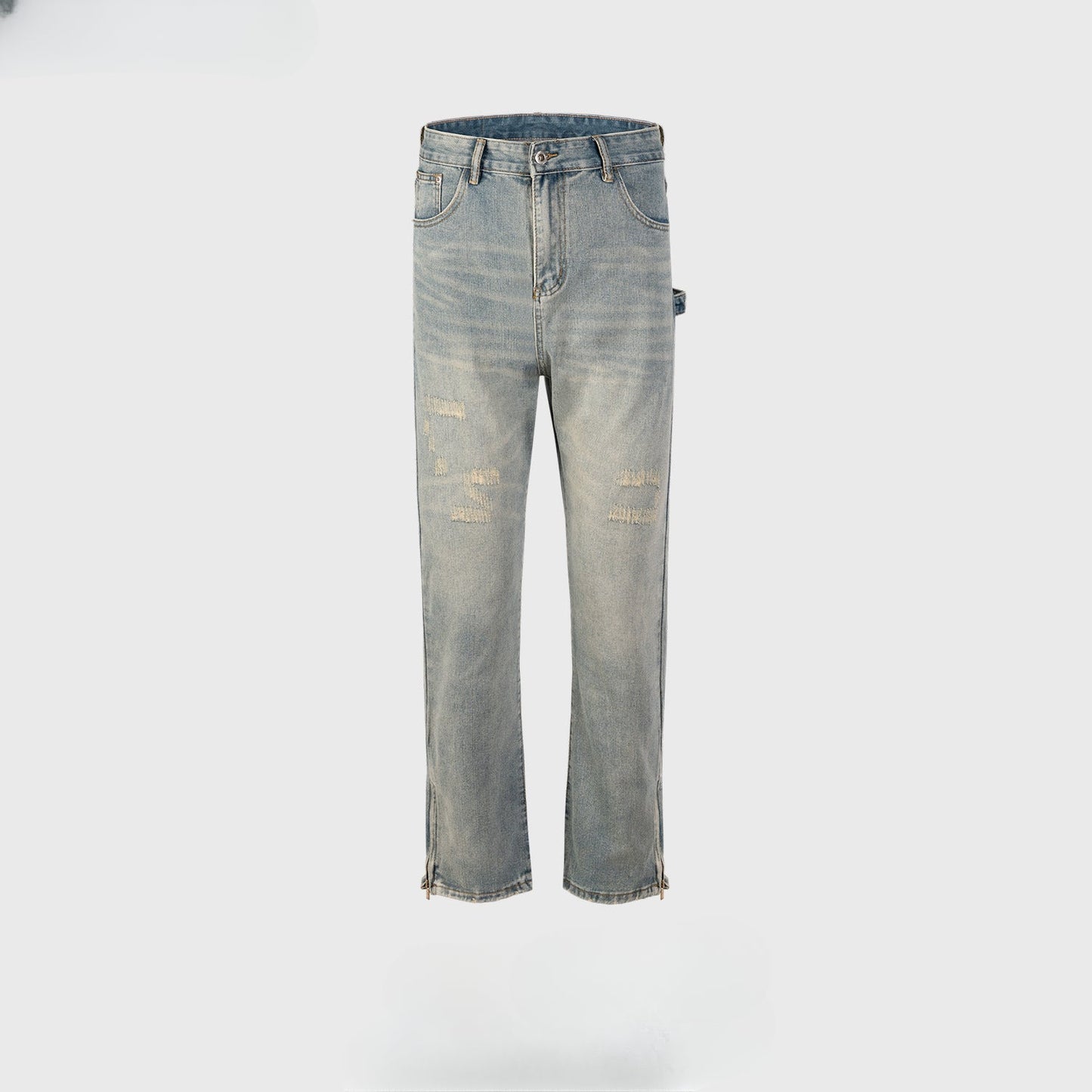 MIJKO Men's Vintage Pants MIJKO Men's Women's Urban Washing Water Old Slim-fit Jeans