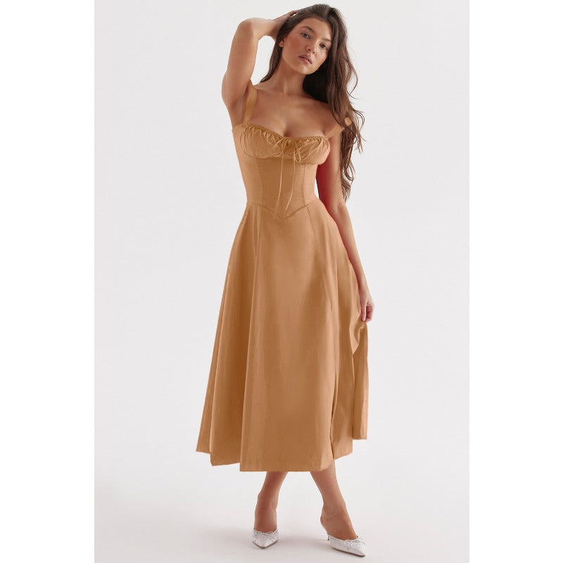 Women's dress: amazon bestseller - summer chic, elegant, high-end, spaghetti strap, soft & feminine style - french-inspired dress for women
