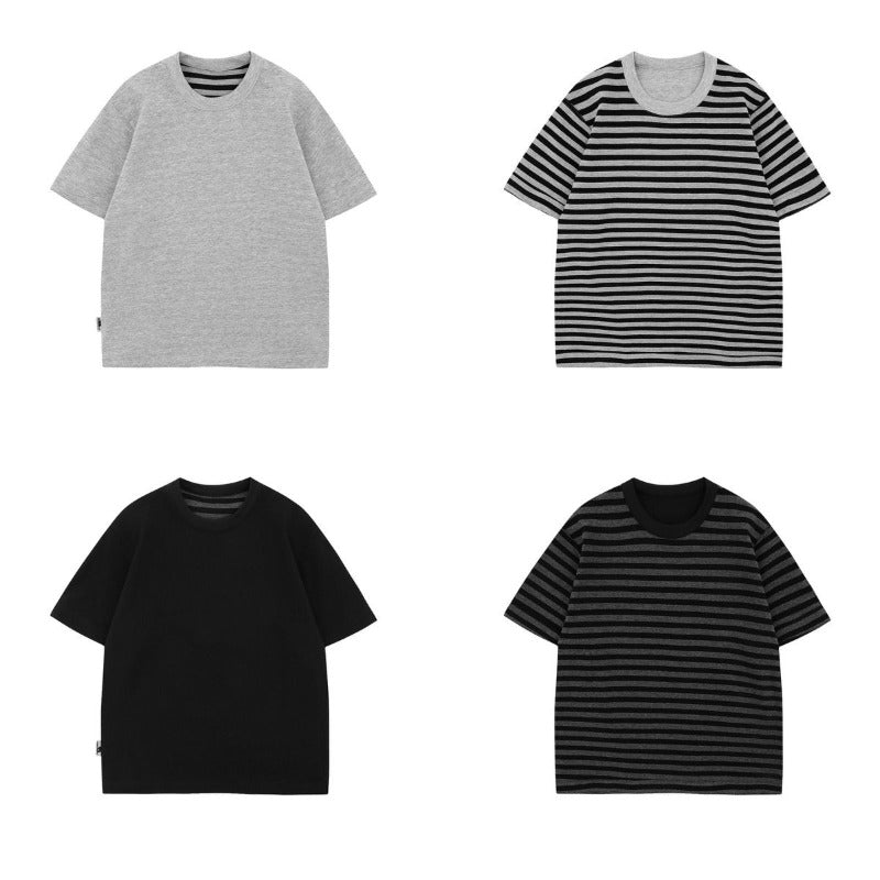 Men's t-shirts: american unisex style, summer streetwear, retro striped reversible design, relaxed fit, men's crew neck short sleeve tee