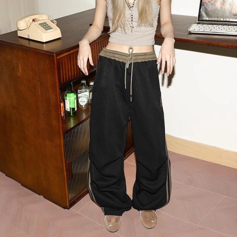 Women casual pants women's three bars drawstring loose sweatpants