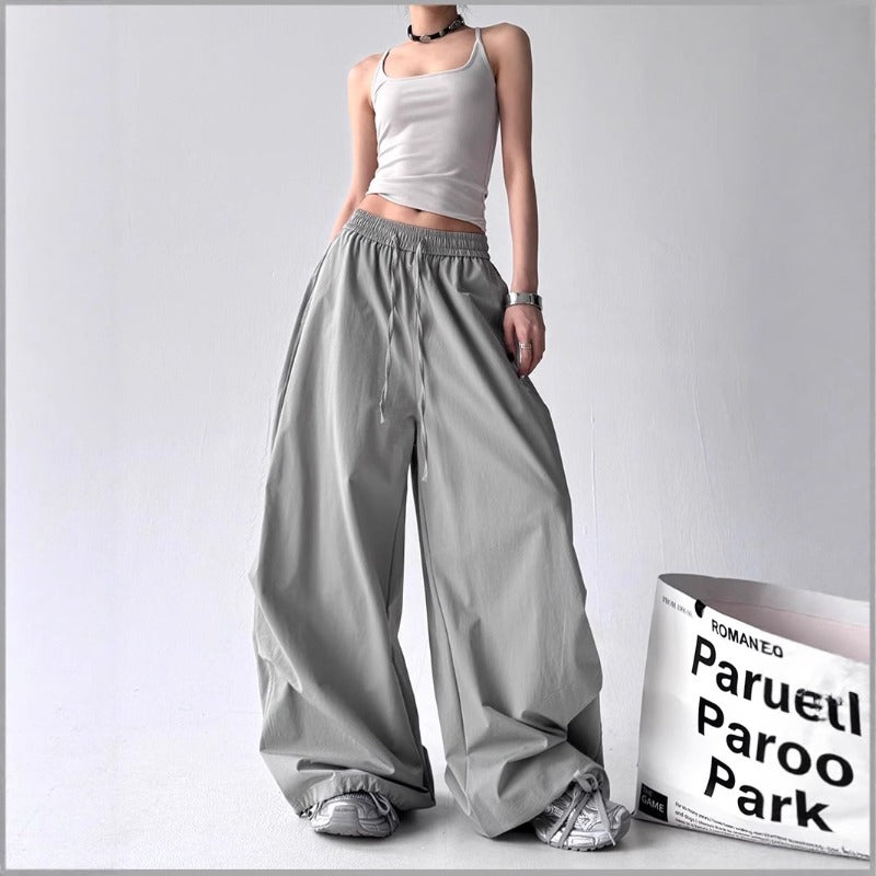 Women casual pants loose wide leg pants kpop tooling scimitar pants