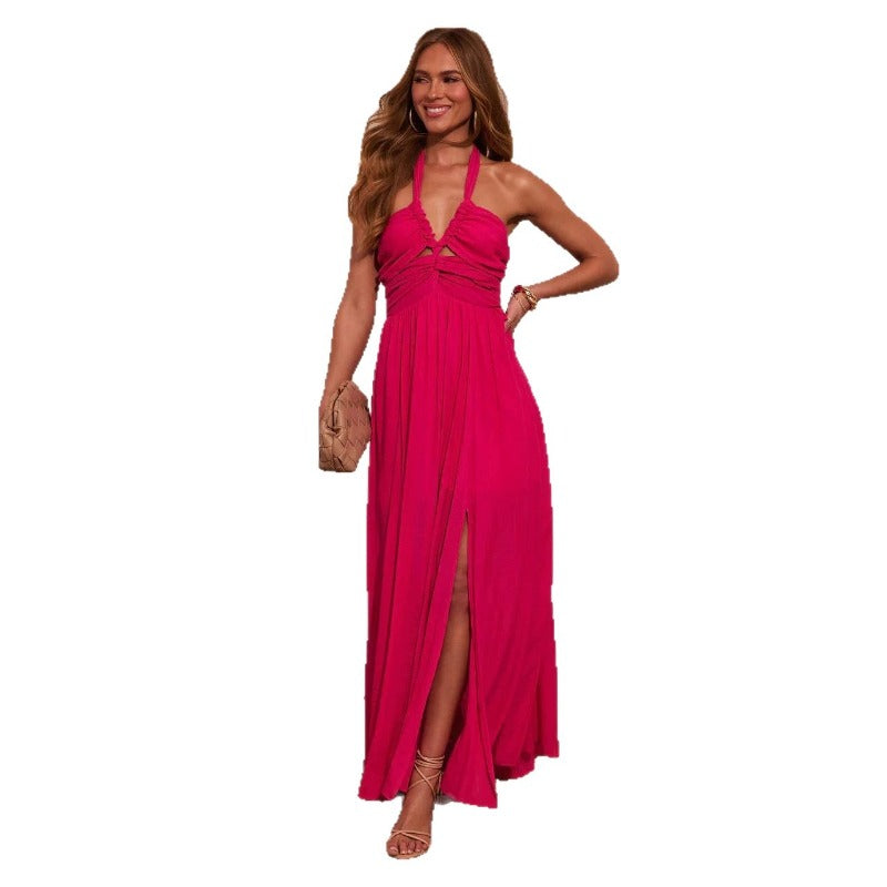 Women's dress: european & american french retro high-end style, versatile multi-wear, strappy maxi dress, backless sexy bridesmaid dress