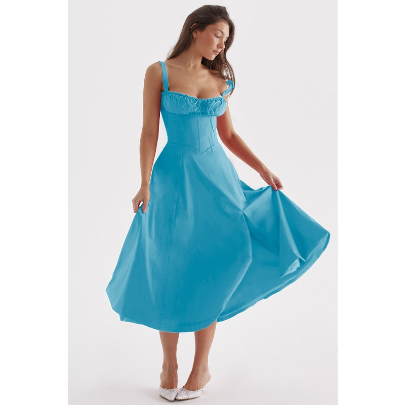 Women's dress: amazon bestseller - summer chic, elegant, high-end, spaghetti strap, soft & feminine style - french-inspired dress for women