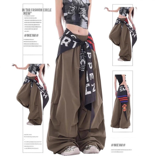 Women casual pant retro pleated loose