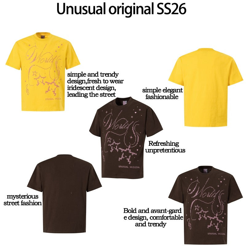 Men's t-shirts: american streetwear summer street style design, fun embroidery, premium fit, short sleeve t-shirt