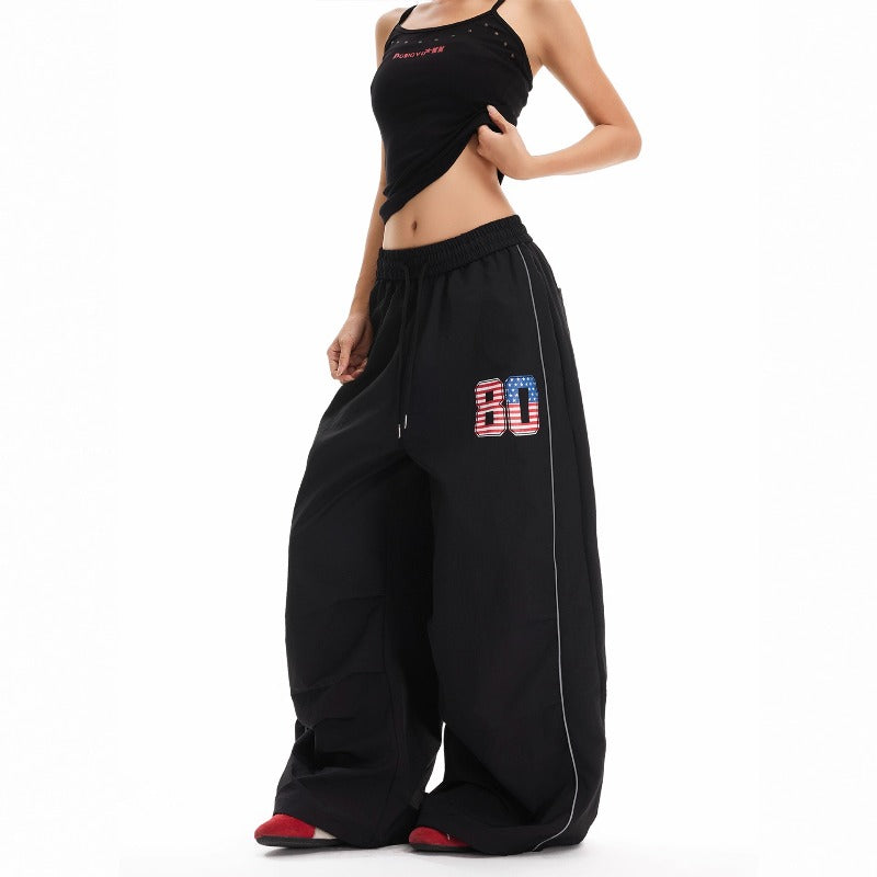 Women casual pant flag digital printingloose