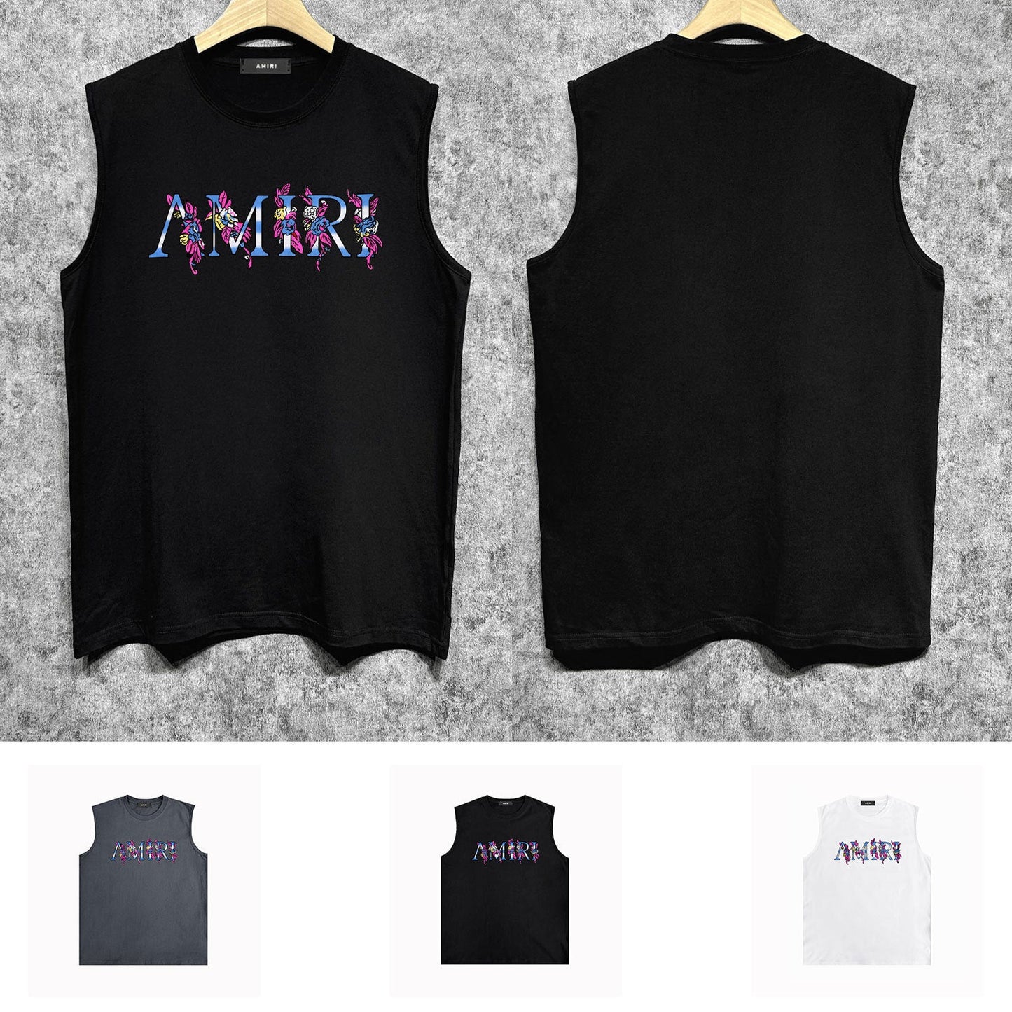 Amiri tank top pink flower letterprinting