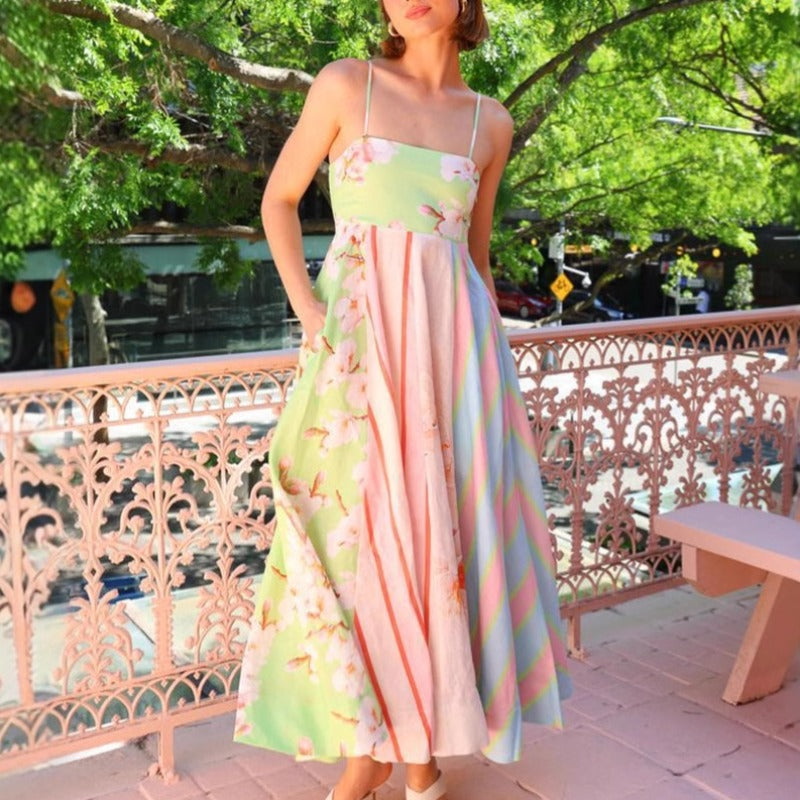Women's dress - in stock - european & american style - cross-border e-commerce - aliexpress & independent website - sexy spaghetti strap - graffiti print - maxi dress - women's