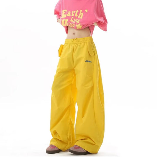 Women casual pants summer casual pants paratrooper pants alphabet embroidered straight-leg pants