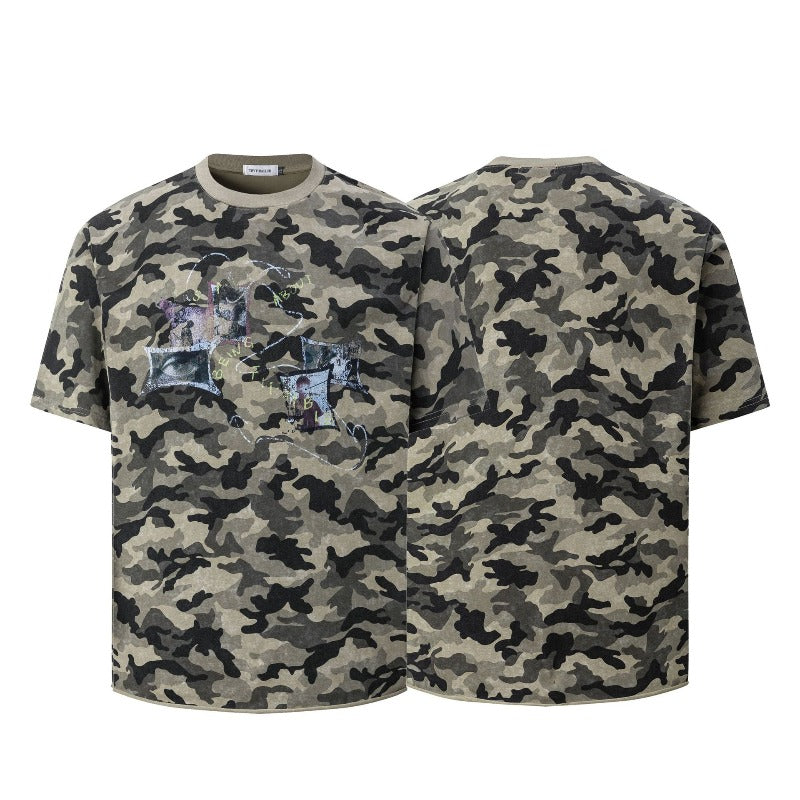 Men's t-shirts: american street style, unisex, premium summer camo print, designer fit, short sleeve tee