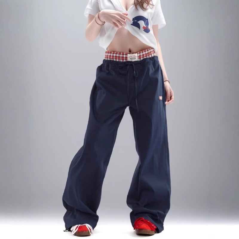 Women casual pants retrosummer double waistband