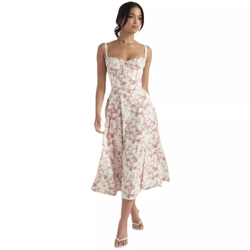 Women's dress: amazon bestseller - summer chic, elegant, high-end, spaghetti strap, soft & feminine style - french-inspired dress for women