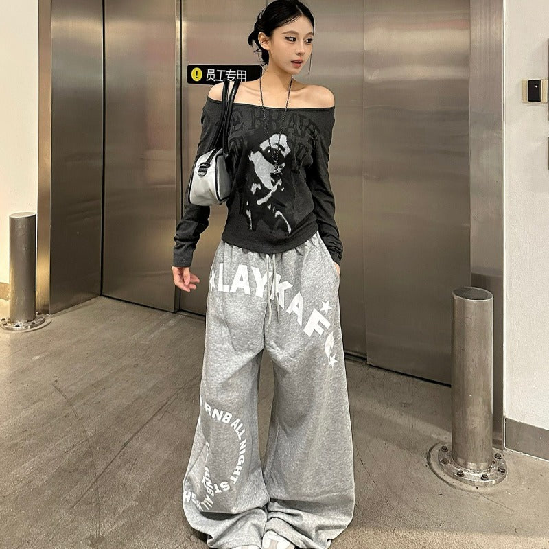 Women casual pant letter printing autumn