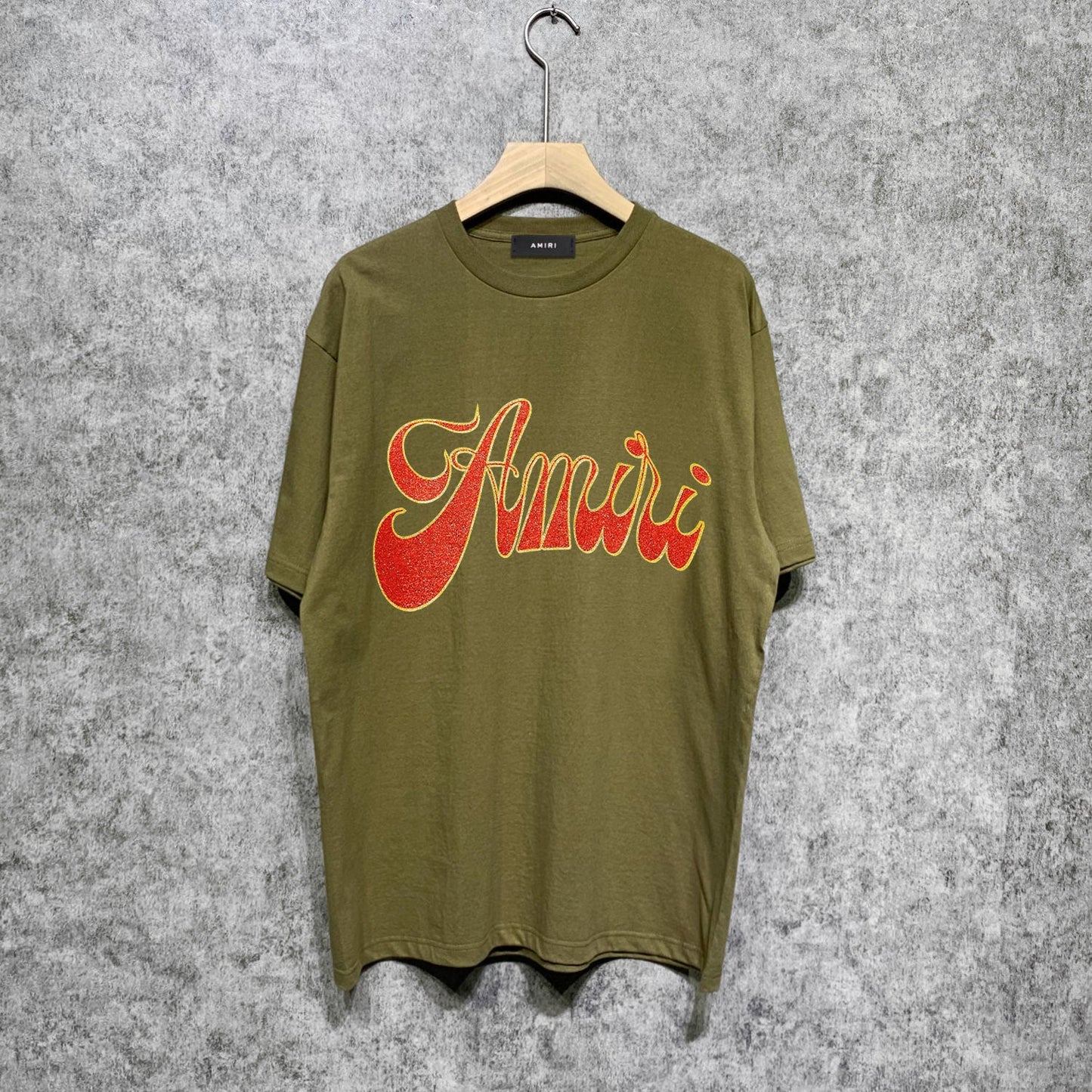 Amiri t shirts flame gold letterprinting short sleeves