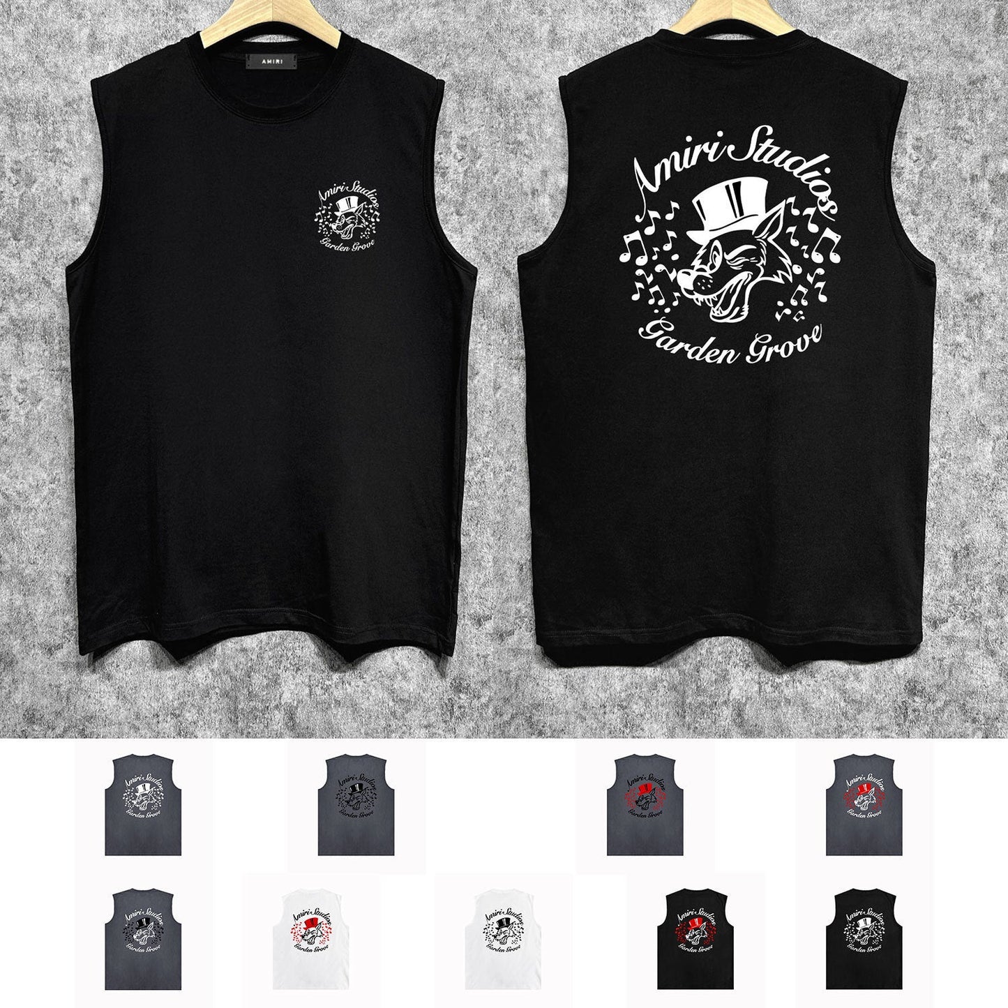 Amiri tank top hat big gray wolf printing