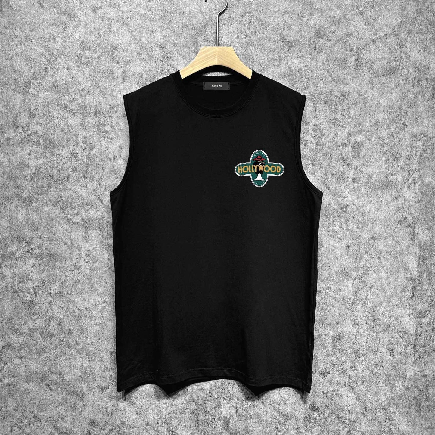 Amiri tank top gray wolf cross print