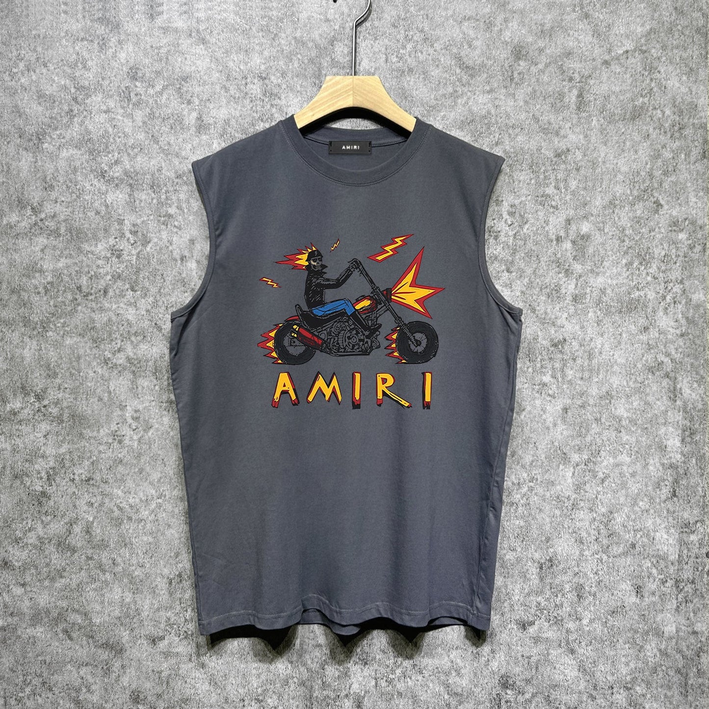 Amiri tank top motorcycle skull printing