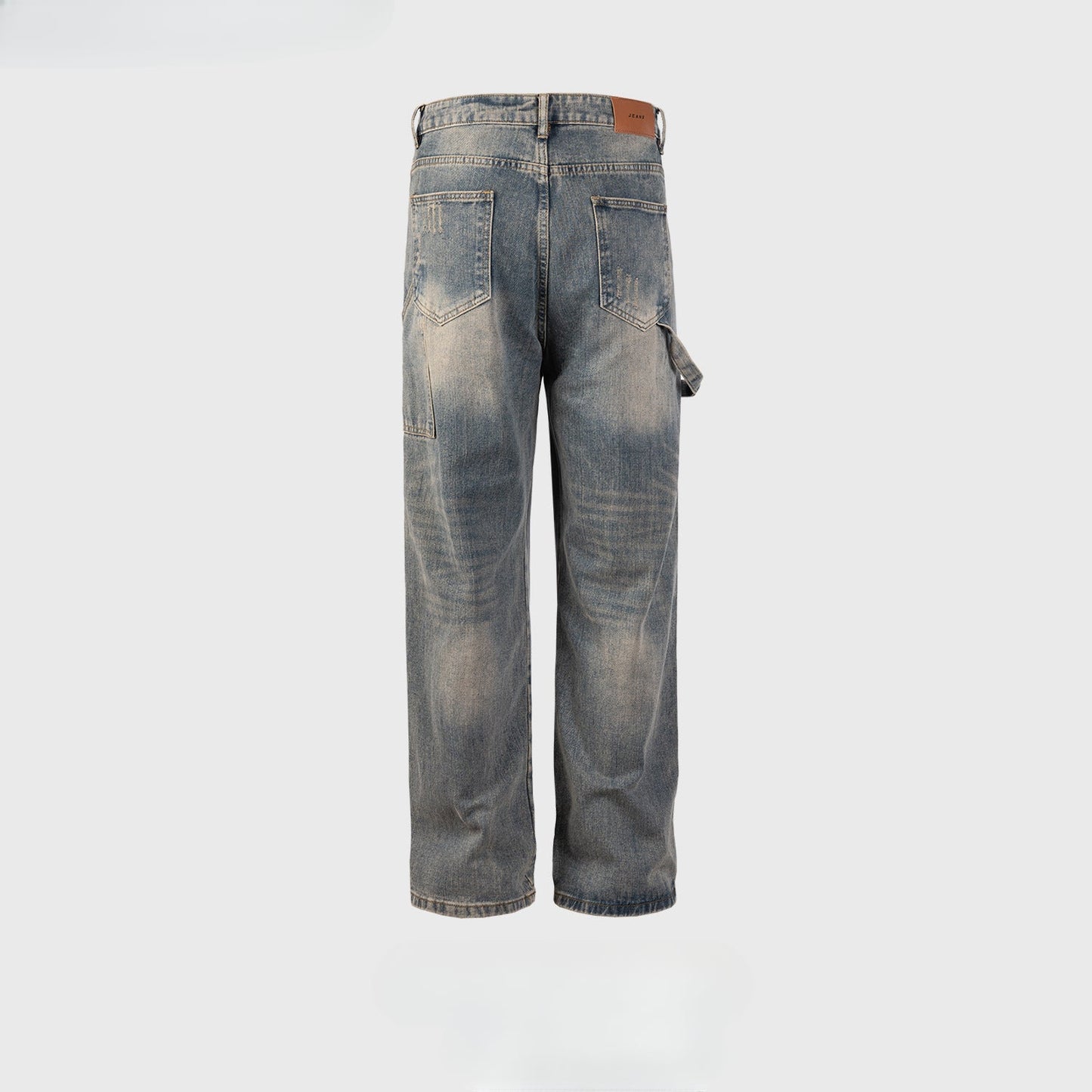 MIJKO Men's Vintage Pants MIJKO Men's Women's Wash Water Old Trousers Straight Jeans